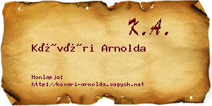 Kővári Arnolda névjegykártya
